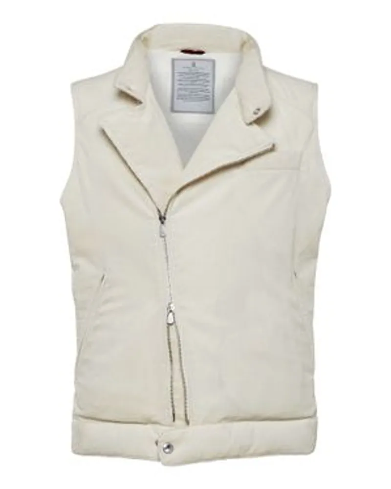 Brunello Cucinelli Daunenweste im Bikerstil White