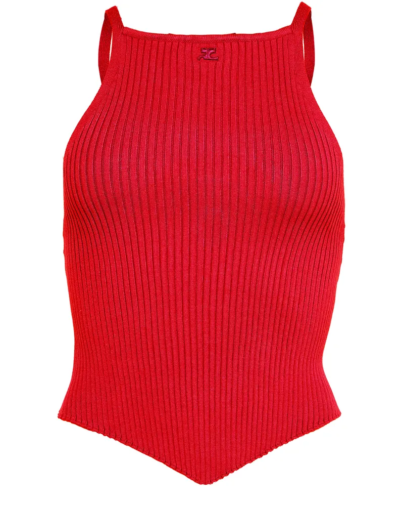 Courrèges Rippstrick-Tanktop mit spitzem Saum Signature 