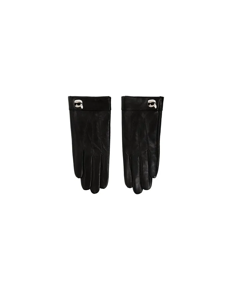 Karl Lagerfeld K/Ikonik Lederhandschuhe Ikonik Black