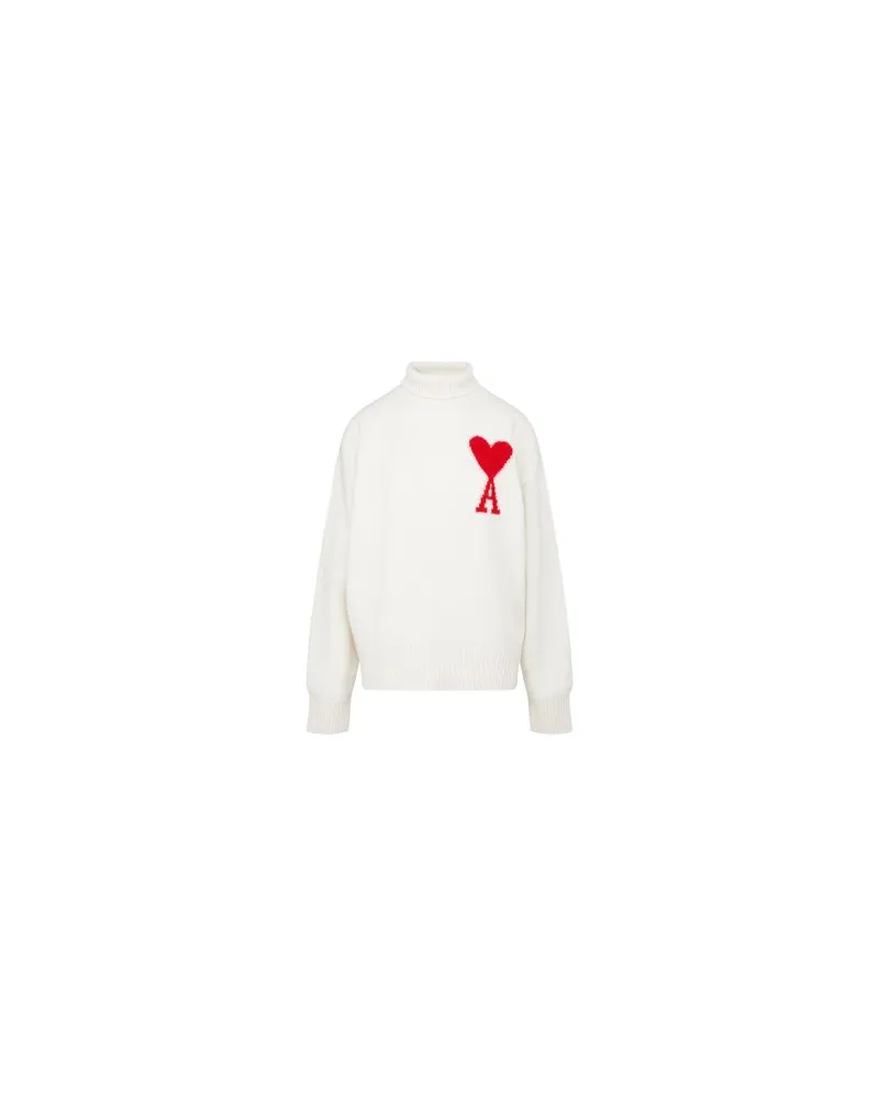 AMI Paris Rollkragenpullover Ami de Cœur Funnel Off-white