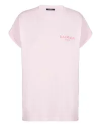 Balmain Beflocktes T-Shirt Balmain Paris Pink