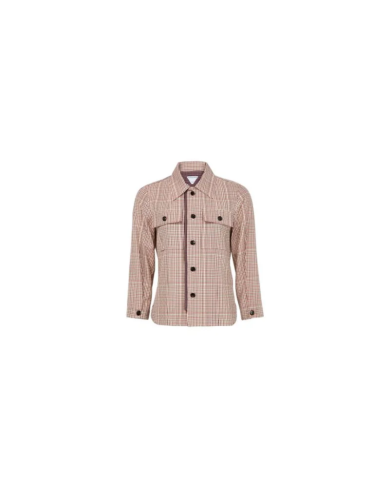Bottega Veneta Kariertes Hemd aus Baumwolle Beige
