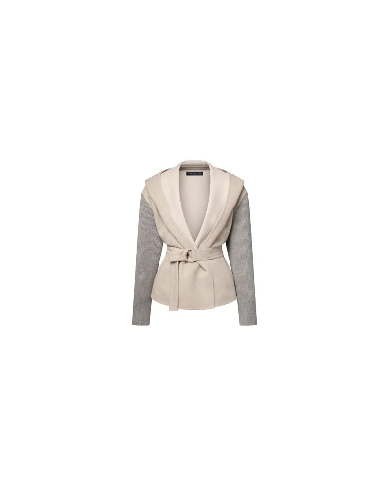 Louis Vuitton Wickelmantel mit Kapuze und Strickärmeln Beige