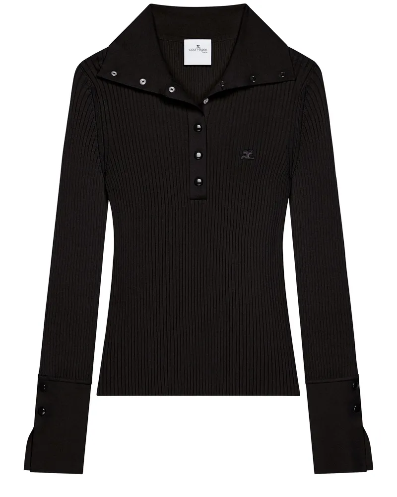 Courrèges Klassisch geripptes Poloshirt 