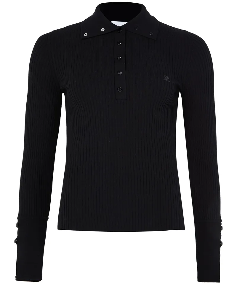 Courrèges Klassisch geripptes Poloshirt 