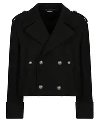 Dolce & Gabbana Kurzer Wollmantel im Military-Style Black