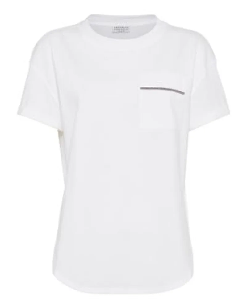 Brunello Cucinelli T-Shirt mit Monili White