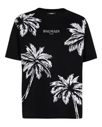 Balmain T-Shirt mit Palmen-Printmotiv Balmain Vintage Black