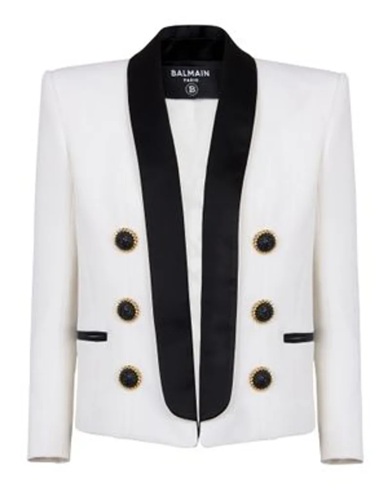 Balmain Zweifarbige Jacke 6 Knöpfe Bord-à-Bord White