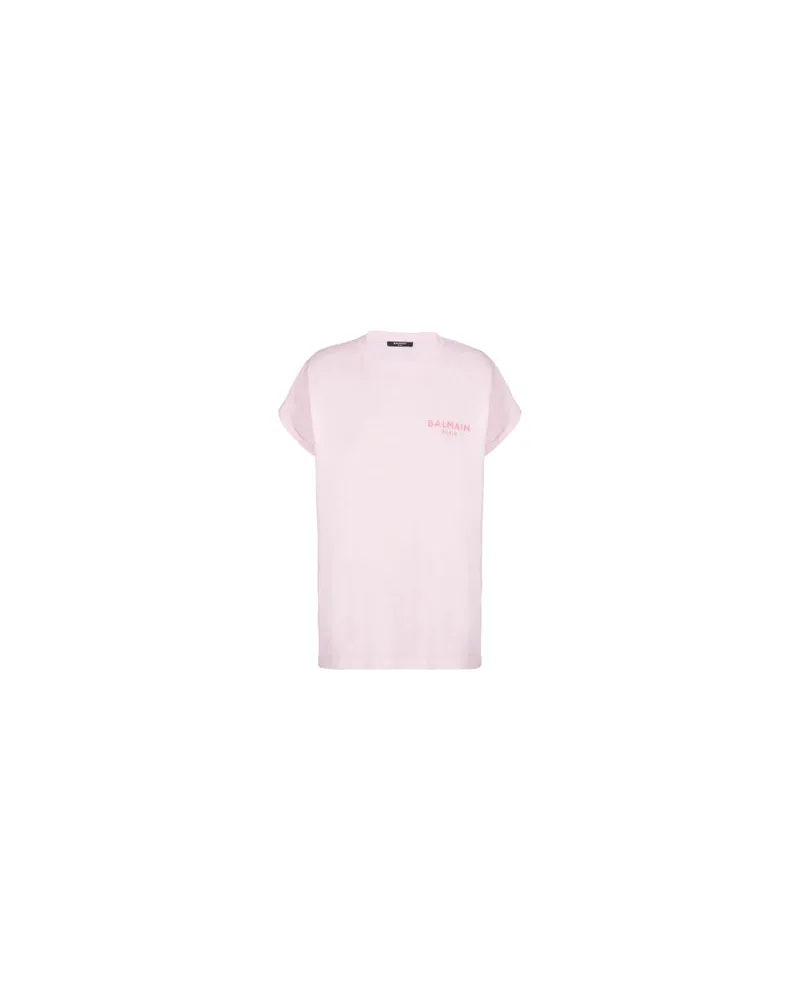 Balmain Beflocktes T-Shirt Balmain Paris Pink