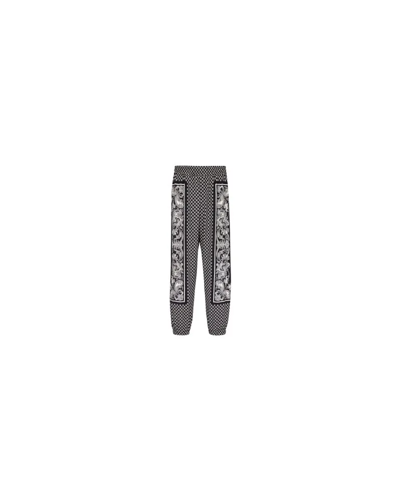 Balmain Hose Mini-Monogramm mit Kaschmir-Print Black