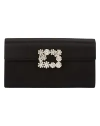 Roger Vivier Tasche Envelope mit Blumenschnalle Black