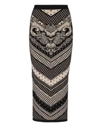 Balmain Strickrock mit Monogramm und Paisleymuster Black