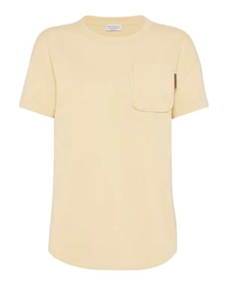 Brunello Cucinelli T-Shirt mit Monili Yellow