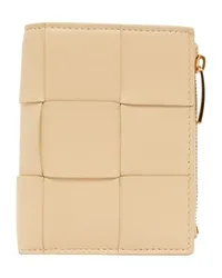 Bottega Veneta Bi-Fold Portemonnaie Mit Zipper Beige