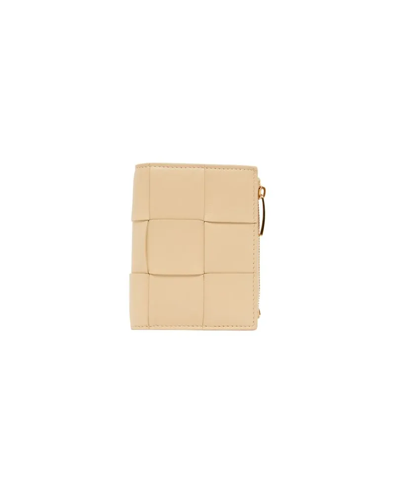 Bottega Veneta Bi-Fold Portemonnaie Mit Zipper Beige