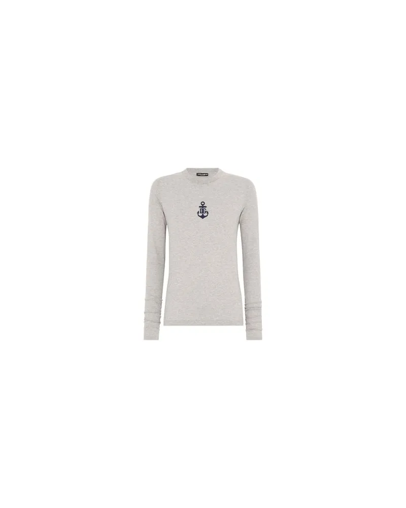 Dolce & Gabbana Langarm-T-Shirt in Slim Fit Grey