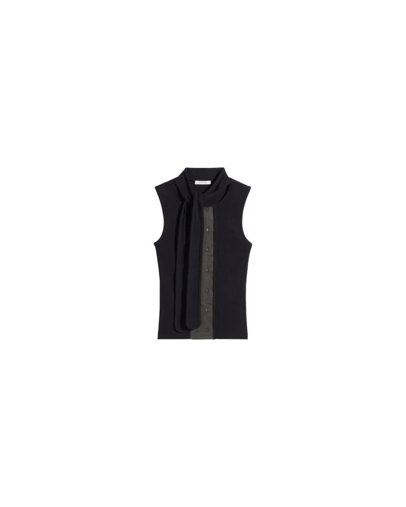 Christophe Lemaire Asymmetrisches, eng anliegendes Top Black