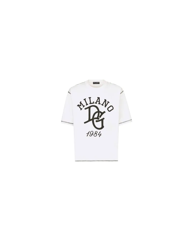 Dolce & Gabbana T-Shirt mit DG-Logo-Stickerei White