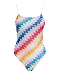 Missoni Einteiliger Badeanzug mit Zickzackmuster und Lurex Multicolor