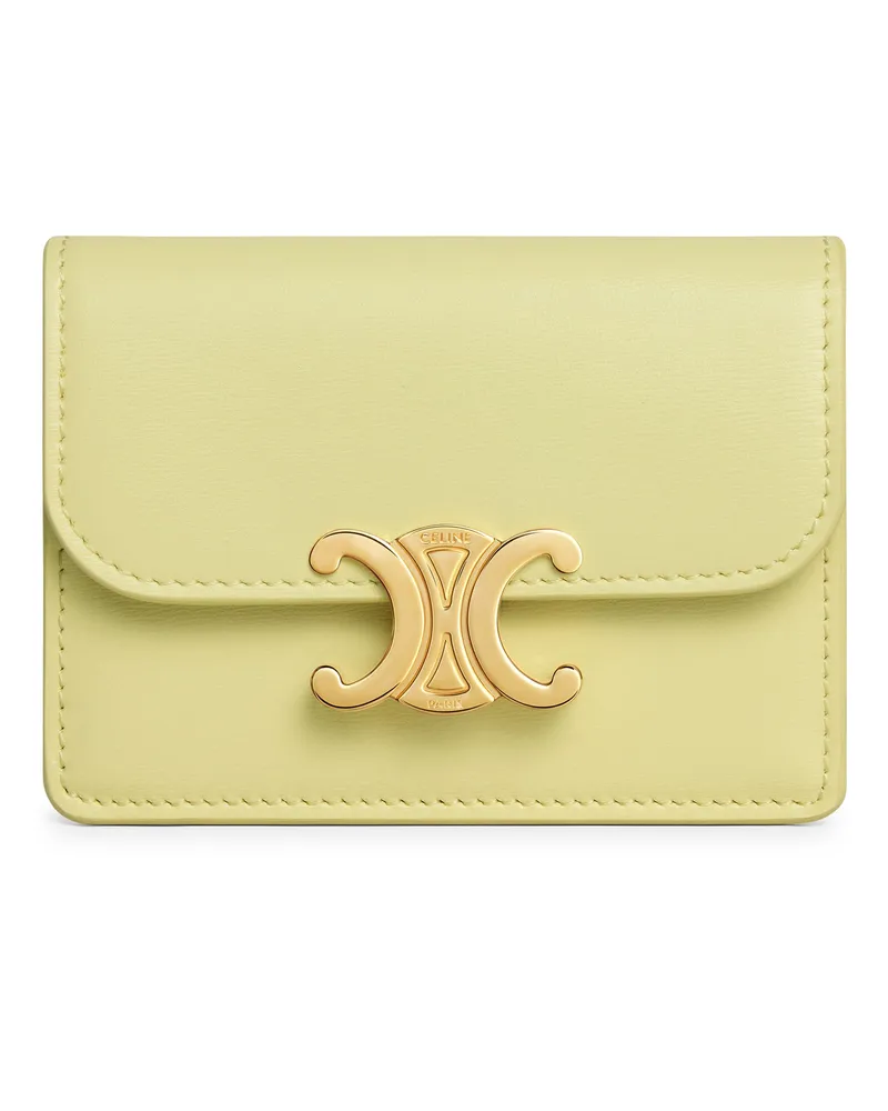 Celine Triomphe kartenetui mit umschlag aus glänzendem kalbsleder Yellow