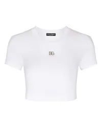 Dolce & Gabbana Kurzes Jersey-T-Shirt mit DG-Logo White