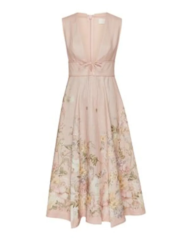 Zimmermann Midikleid mit tiefem Ausschnitt Waverly Pink