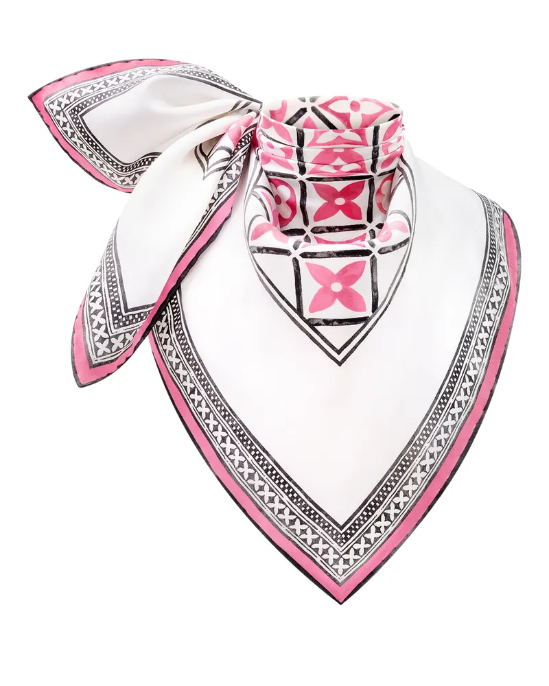 Louis Vuitton Monogram Flower Tile Carré 90 Pink