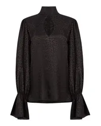 Nina Ricci Jacquard-Bluse mit Leopardenmuster und Cut-Out Black