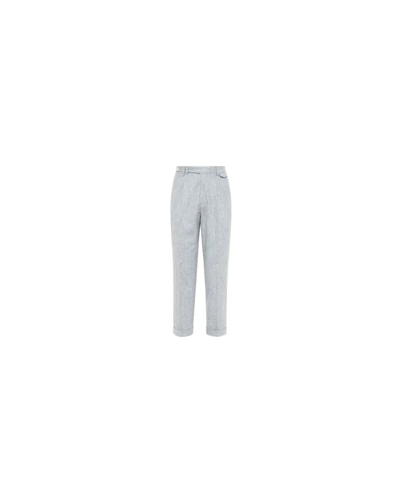 Brunello Cucinelli Hose in Leisure Fit mit doppelten Bundfalten Grey