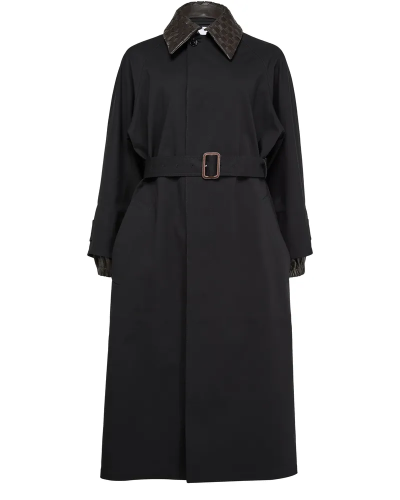 Bottega Veneta Wollmantel mit kontrastierendem Kragen 