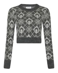 Marine Serre Cropped-Strickpullover Moon Argyle Grey