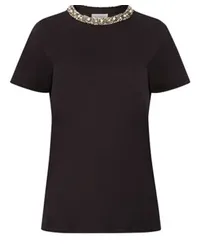 Nina Ricci T-Shirt mit perlenbesetztem Ausschnitt Black