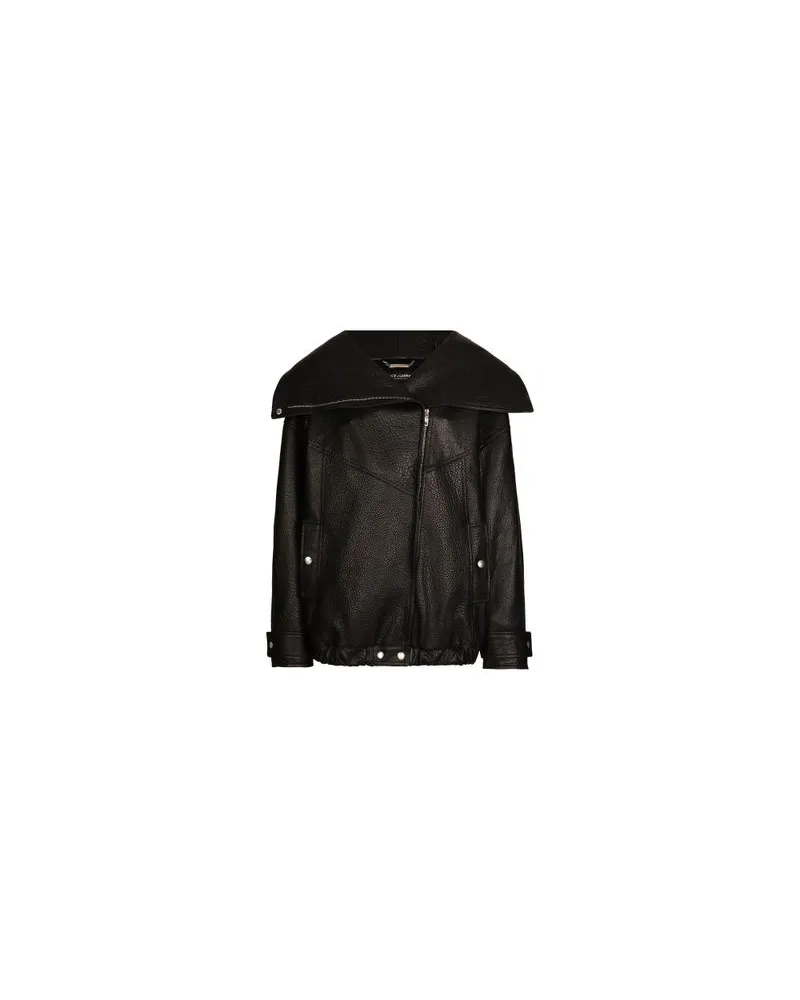 Dolce & Gabbana Oversize-Jacke im Bikerstil Black