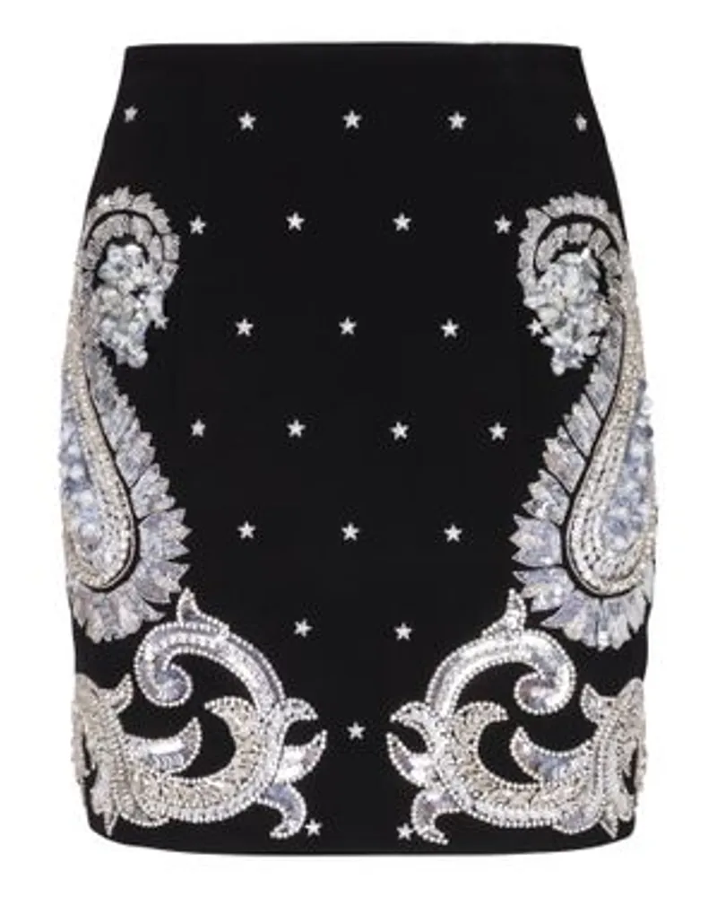 Balmain Rock mit Paisley-Stickerei und Sternen Black