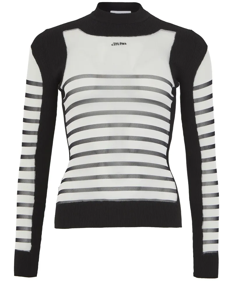 Jean Paul Gaultier Langarm-Pullover Materialmix mit Mesh The Mariniere 
