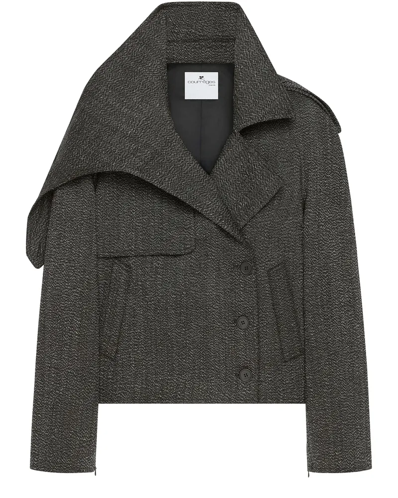 Courrèges Schräger Mantel aus Kaviarwolle 