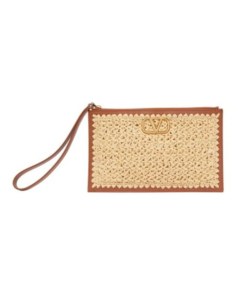 Valentino Garavani Mittelgoße Clutch Vlogo Signature Beige