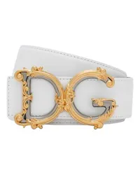 Dolce & Gabbana Ledergürtel mit barockem DG-Logo White