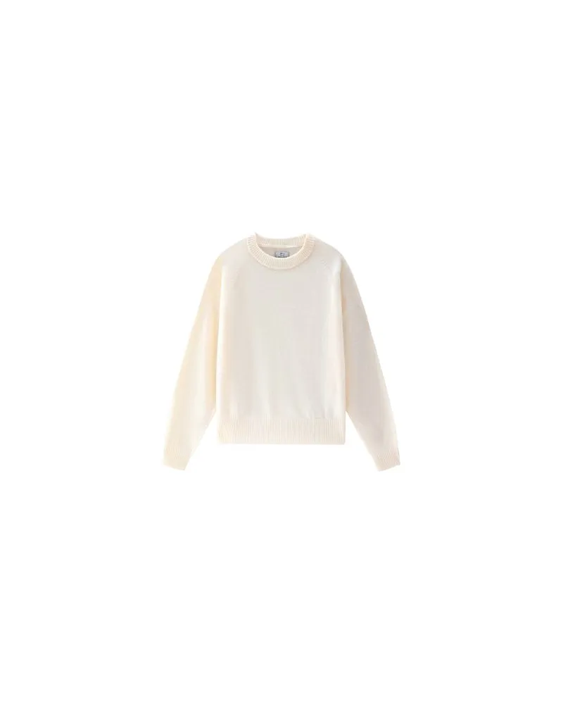 Woolrich Wollgemisch Rundhalspullover White