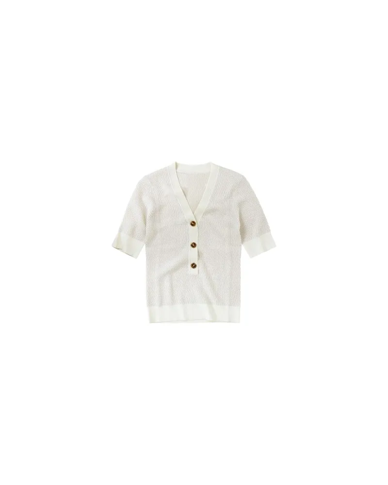 Closed Kurzarm-Shirt mit V-Ausschnitt Off-white