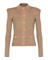 Balmain Ajour-Cardigan Vichy Beige