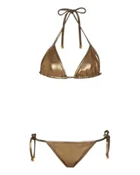 Balmain Triangel-Bikini Metallic Gold