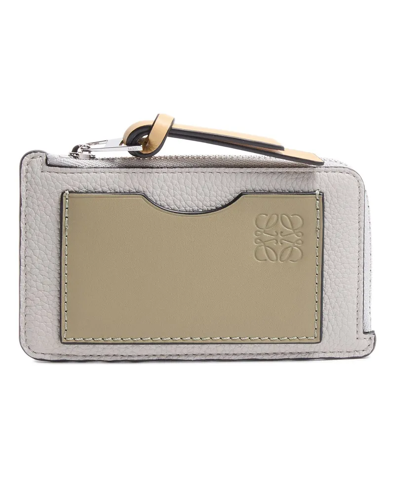 Loewe Karten- und Münzhalter aus weichem, genarbtem Kalbsleder Grey