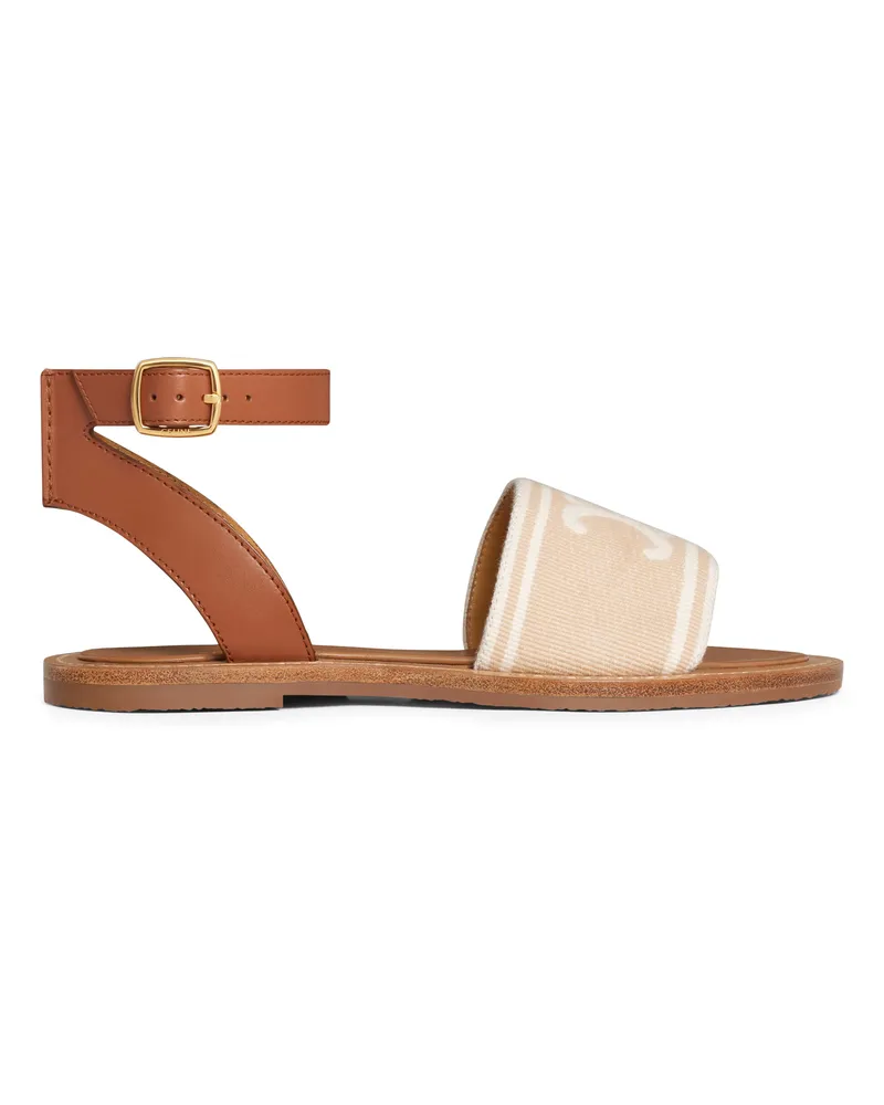 Celine Lympia sandalesn aus Triomphe jacquard canvas & kalbsleder 