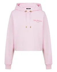 Balmain Beflockter Hoodie Balmain Paris Pink