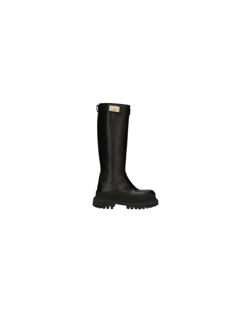 Dolce & Gabbana Kalbslederboots mit Markenriemen Black