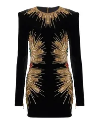 Balmain Mit Perlen und Pailletten besticktes Kleid Black