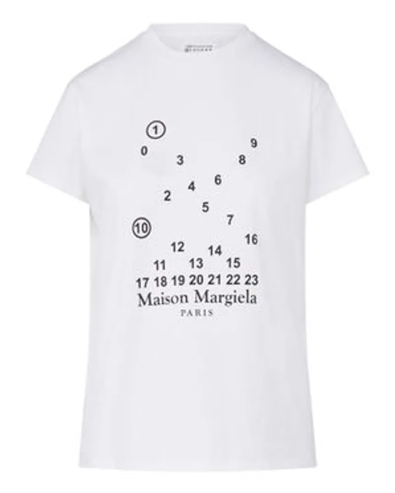 Maison Margiela Bedrucktes T-Shirt Bubble White