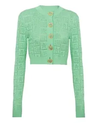 Balmain Strick-Cardigan mit Monogramm Green